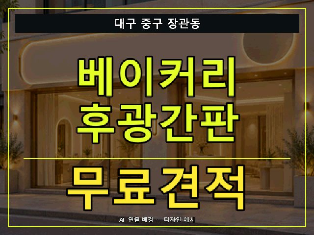 대구 중구 장관동 베이커리 후광간판 무료견적 안내 썸네일 · AI 연출 배경