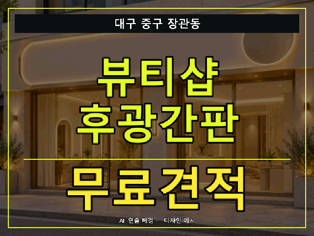 대구 중구 장관동 뷰티샵 후광간판 무료견적 안내 썸네일 · AI 연출 배경