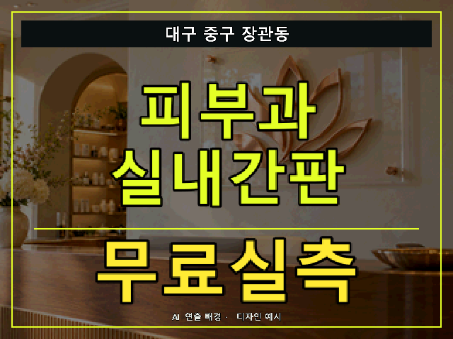대구 중구 장관동 피부과 실내간판 무료실측 안내 썸네일 · AI 연출 배경