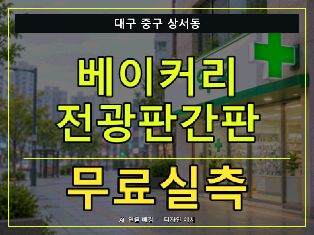 대구 중구 상서동 베이커리 전광판간판 무료실측 안내 썸네일 · AI 연출 배경