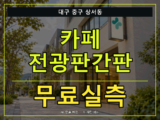 대구 중구 상서동 카페 전광판간판 무료실측 안내 썸네일 · AI 연출 배경