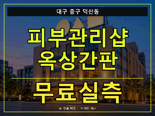 대구 중구 덕산동 피부관리샵 옥상간판 무료실측 안내 썸네일 · AI 연출 배경