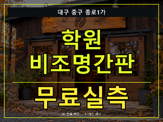 대구 중구 종로1가 학원 비조명간판 무료실측 안내 썸네일 · AI 연출 배경