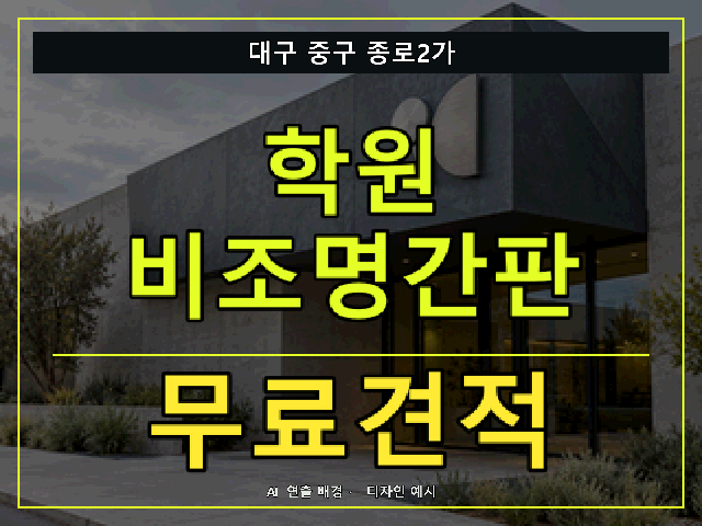 대구 중구 종로2가 학원 비조명간판 무료견적 안내 썸네일 · AI 연출 배경
