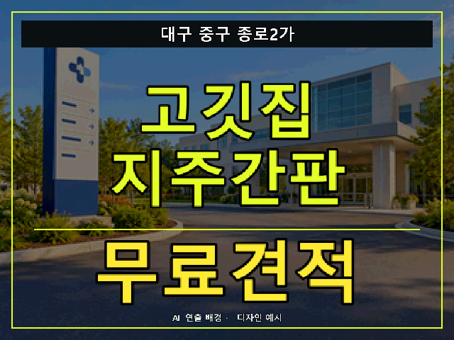 대구 중구 종로2가 고깃집 지주간판 무료견적 안내 썸네일 · AI 연출 배경