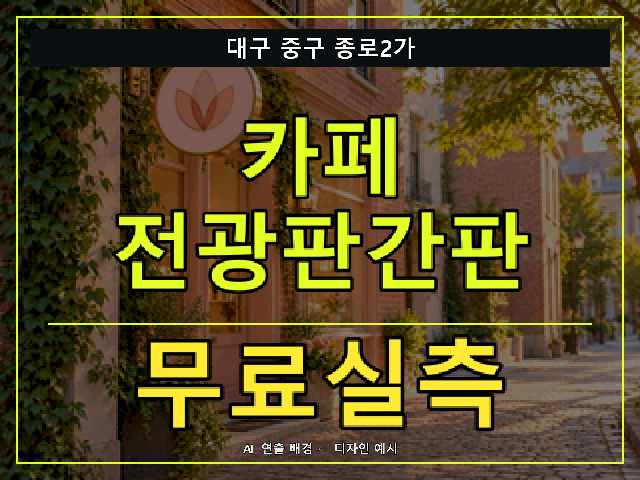 대구 중구 종로2가 카페 전광판간판 무료실측 안내 썸네일 · AI 연출 배경