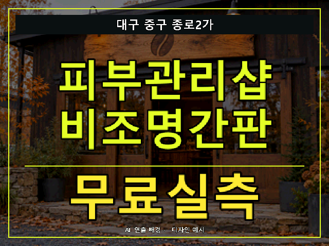 대구 중구 종로2가 피부관리샵 비조명간판 무료실측 안내 썸네일 · AI 연출 배경