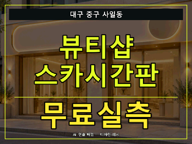 대구 중구 사일동 뷰티샵 스카시간판 무료실측 안내 썸네일 · AI 연출 배경