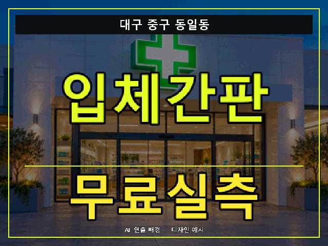 대구 중구 동일동 입체간판 무료실측 안내 썸네일 · AI 연출 배경
