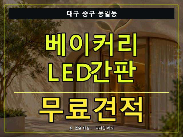 대구 중구 동일동 베이커리 LED간판 무료견적 안내 썸네일 · AI 연출 배경