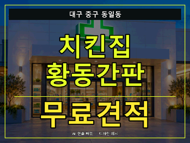 대구 중구 동일동 치킨집 황동간판 무료견적 안내 썸네일 · AI 연출 배경