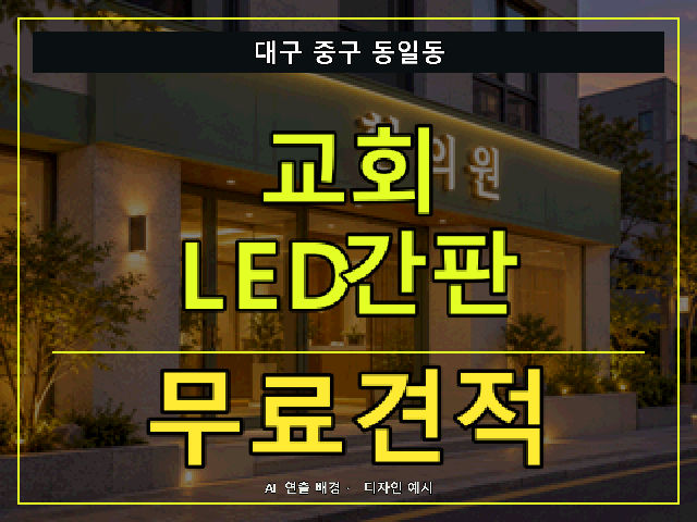 대구 중구 동일동 교회 LED간판 무료견적 안내 썸네일 · AI 연출 배경