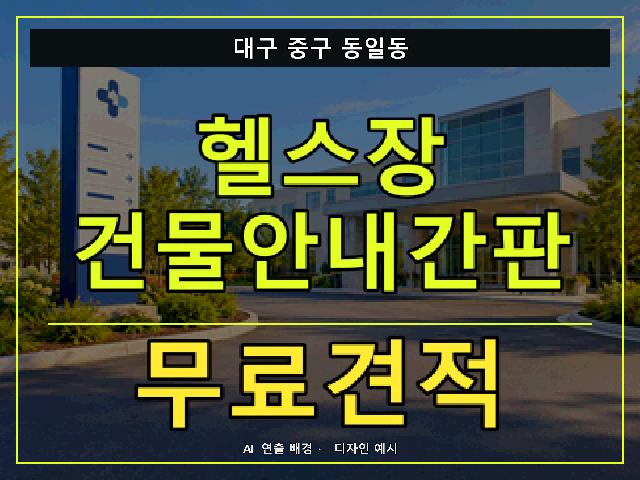 대구 중구 동일동 헬스장 건물안내간판 무료견적 안내 썸네일 · AI 연출 배경
