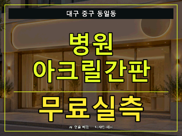 대구 중구 동일동 병원 아크릴간판 무료실측 안내 썸네일 · AI 연출 배경