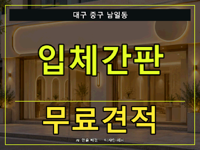 대구 중구 남일동 입체간판 무료견적 안내 썸네일 · AI 연출 배경