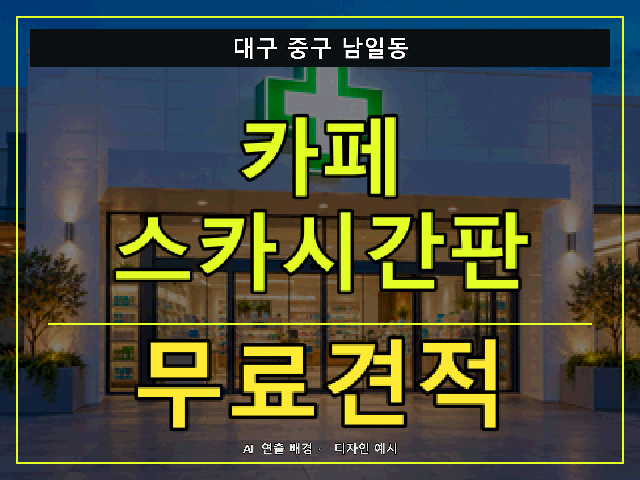 대구 중구 남일동 카페 스카시간판 무료견적 안내 썸네일 · AI 연출 배경