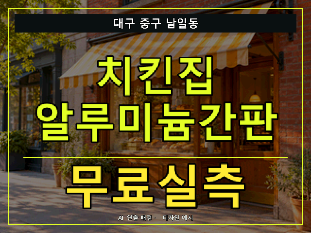 대구 중구 남일동 치킨집 알루미늄간판 무료실측 안내 썸네일 · AI 연출 배경