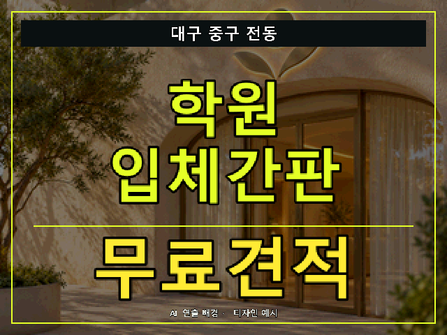 대구 중구 전동 학원 입체간판 무료견적 안내 썸네일 · AI 연출 배경