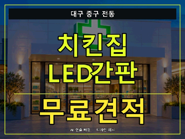 대구 중구 전동 치킨집 LED간판 무료견적 안내 썸네일 · AI 연출 배경