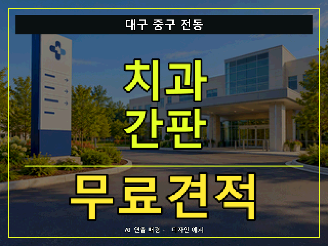 대구 중구 전동 치과 간판 무료견적 안내 썸네일 · AI 연출 배경