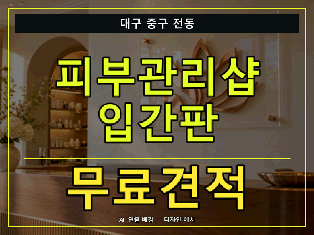 대구 중구 전동 피부관리샵 입간판 무료견적 안내 썸네일 · AI 연출 배경