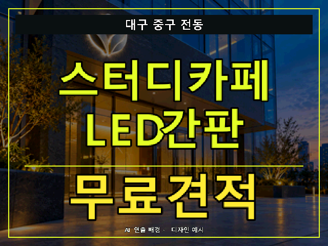 대구 중구 전동 스터디카페 LED간판 무료견적 안내 썸네일 · AI 연출 배경