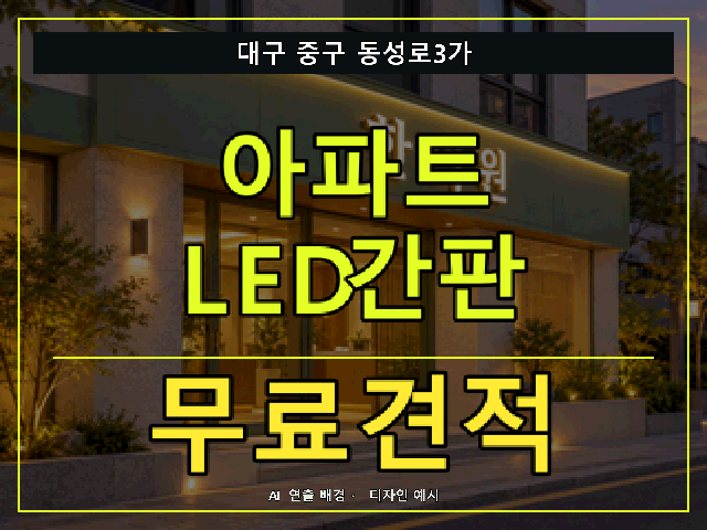 대구 중구 동성로3가 아파트 LED간판 무료견적 안내 썸네일 · AI 연출 배경