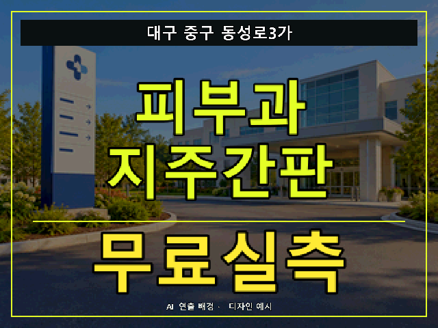 대구 중구 동성로3가 피부과 지주간판 무료실측 안내 썸네일 · AI 연출 배경