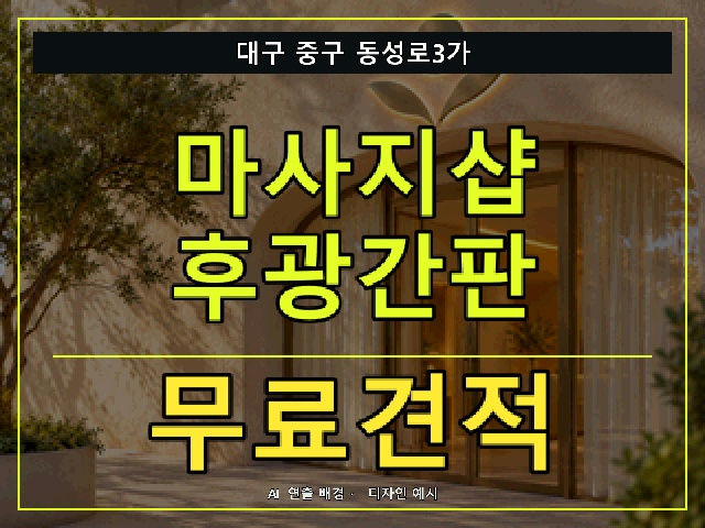 대구 중구 동성로3가 마사지샵 후광간판 무료견적 안내 썸네일 · AI 연출 배경