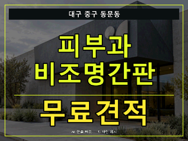 대구 중구 동문동 피부과 비조명간판 무료견적 안내 썸네일 · AI 연출 배경