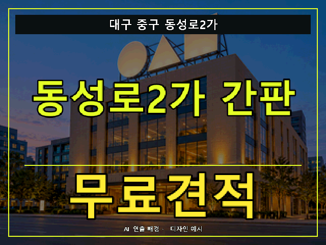 대구 중구 동성로2가 간판 제작 무료견적 안내 썸네일 · AI 연출 배경
