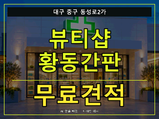 대구 중구 동성로2가 뷰티샵 황동간판 무료견적 안내 썸네일 · AI 연출 배경