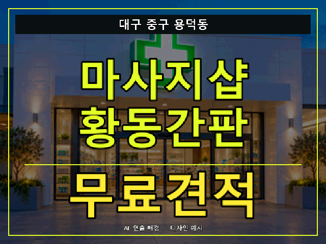 대구 중구 용덕동 마사지샵 황동간판 무료견적 안내 썸네일 · AI 연출 배경