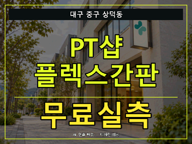 대구 중구 상덕동 PT샵 플렉스간판 무료실측 안내 썸네일 · AI 연출 배경