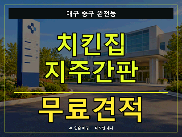 대구 중구 완전동 치킨집 지주간판 무료견적 안내 썸네일 · AI 연출 배경