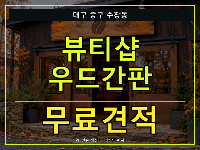 대구 중구 수창동 뷰티샵 우드간판 무료견적 안내 썸네일 · AI 연출 배경
