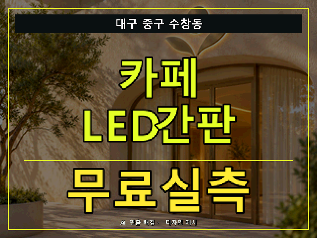 대구 중구 수창동 카페 LED간판 무료실측 안내 썸네일 · AI 연출 배경