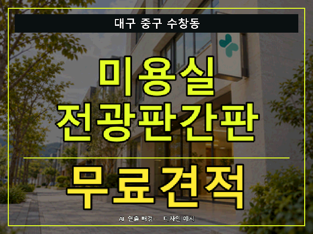 대구 중구 수창동 미용실 전광판간판 무료견적 안내 썸네일 · AI 연출 배경