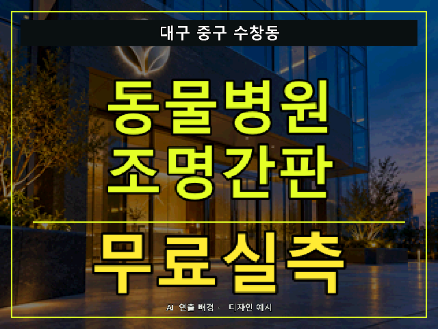 대구 중구 수창동 동물병원 조명간판 무료실측 안내 썸네일 · AI 연출 배경