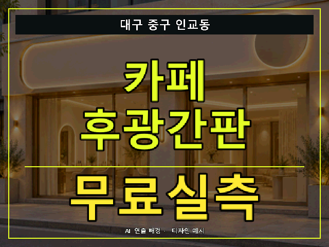 대구 중구 인교동 카페 후광간판 무료실측 안내 썸네일 · AI 연출 배경