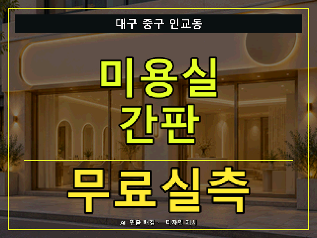 대구 중구 인교동 미용실 간판 무료실측 안내 썸네일 · AI 연출 배경