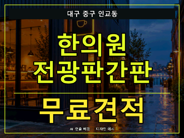 대구 중구 인교동 한의원 전광판간판 무료견적 안내 썸네일 · AI 연출 배경