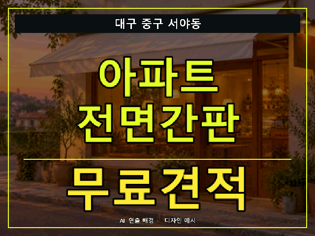 대구 중구 서야동 아파트 전면간판 무료견적 안내 썸네일 · AI 연출 배경