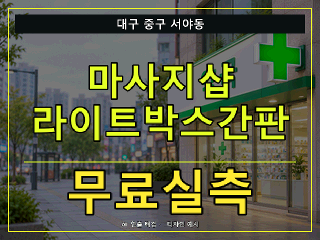 대구 중구 서야동 마사지샵 라이트박스간판 무료실측 안내 썸네일 · AI 연출 배경