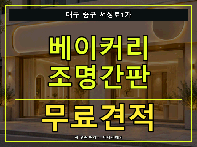 대구 중구 서성로1가 베이커리 조명간판 무료견적 안내 썸네일 · AI 연출 배경