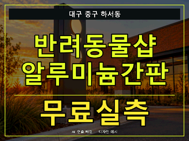 대구 중구 하서동 반려동물샵 알루미늄간판 무료실측 안내 썸네일 · AI 연출 배경