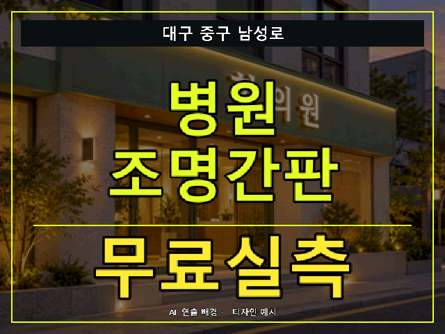 대구 중구 남성로 병원 조명간판 무료실측 안내 썸네일 · AI 연출 배경