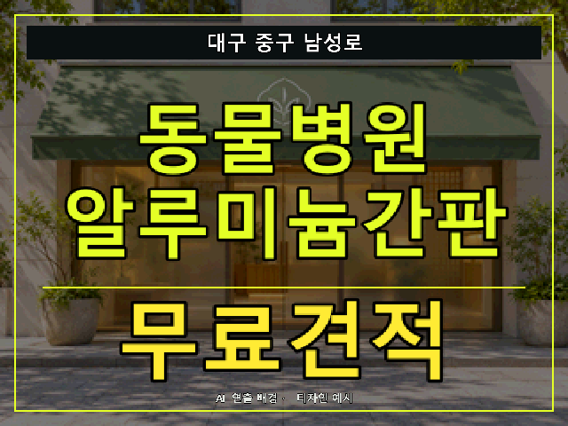 대구 중구 남성로 동물병원 알루미늄간판 무료견적 안내 썸네일 · AI 연출 배경