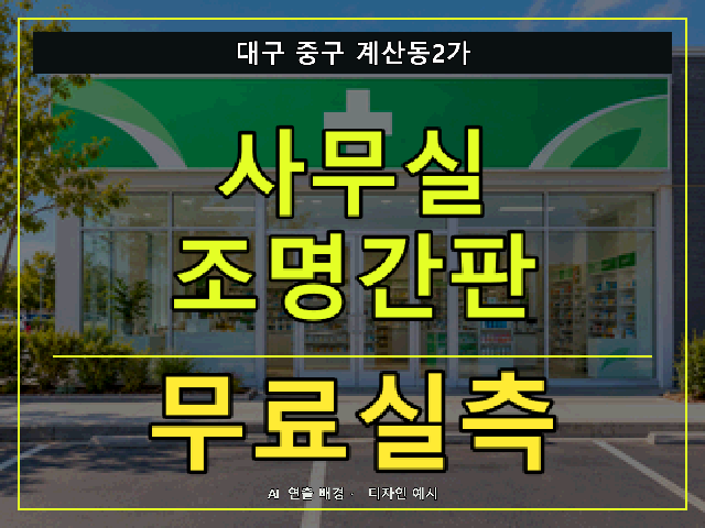 대구 중구 계산동2가 사무실 조명간판 무료실측 안내 썸네일 · AI 연출 배경