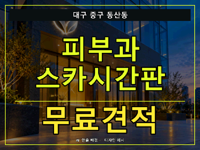 대구 중구 동산동 피부과 스카시간판 무료견적 안내 썸네일 · AI 연출 배경